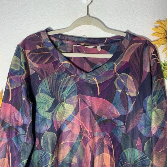 Soft Surroundings Botanical Print 3/4 Sleeve Tunic with a Size Medium Womens - Picture 5 of 11